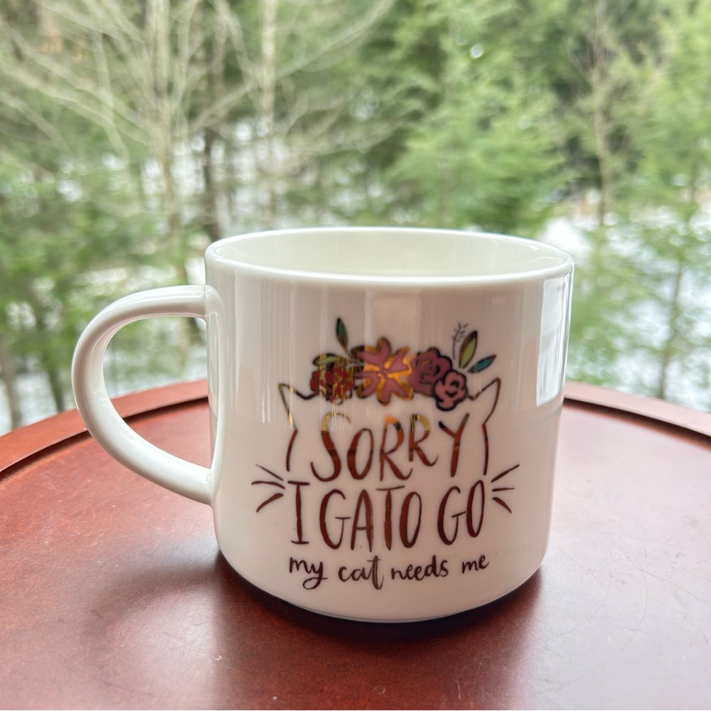 Cat Mug | Sorry I Gato Go | Threshold Porcelain Coffee Cup | Funny Cat Mug Gift